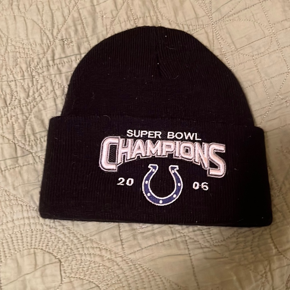 2006 INDIANAPOLIS COLTS SUPER BOWL CHAMPIONS BEANIE!! Black-